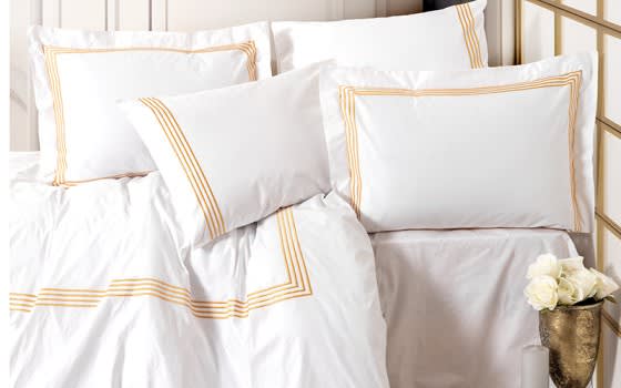 Woolpark Turkish Embroidered Comforter Bedding Set 6 PCS - King White