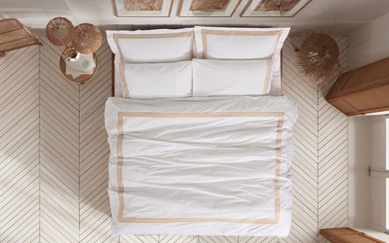 Woolpark Turkish Embroidered Comforter Bedding Set 6 PCS - King White