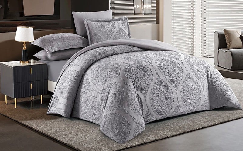 Historia Quilt Cover Bedding Set 6 PCS Without Filling- King Grey