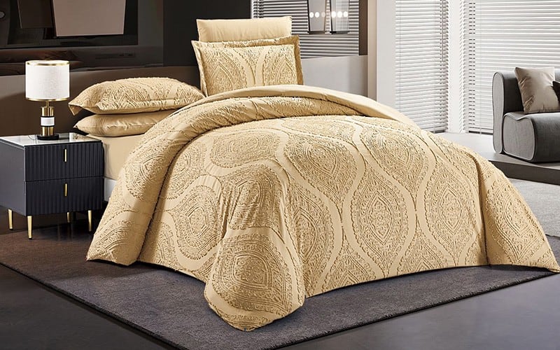 Historia Quilt Cover Bedding Set 6 PCS Without Filling- King Beige