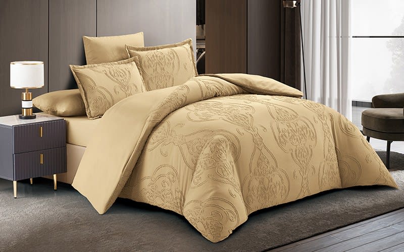 Petra Quilt Cover Bedding Set 6 PCS Without Filling- King Beige