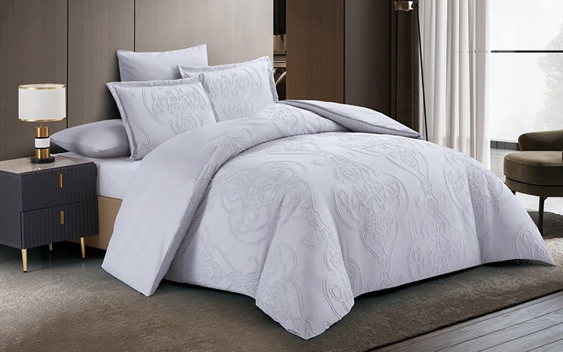 Petra Quilt Cover Bedding Set 6 PCS Without Filling- King L.Grey