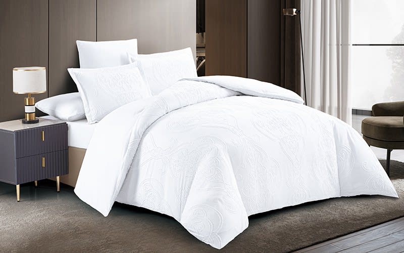 Petra Quilt Cover Bedding Set 6 PCS Without Filling- King White