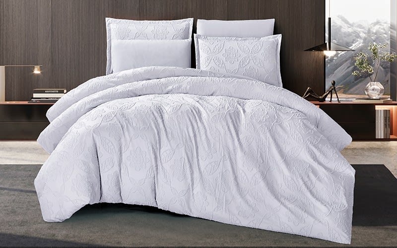 Rutoosh Quilt Cover Bedding Set 6 PCS Without Filling- King L.Grey