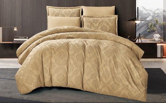 Rutoosh Quilt Cover Bedding Set 6 PCS Without Filling- King Beige