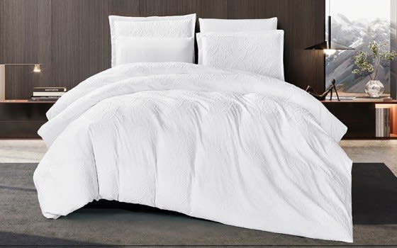 Rutoosh Quilt Cover Bedding Set 6 PCS Without Filling- King White