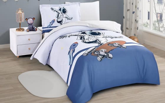 Stars Kids Quilt Cover Bedding Set 4 PCS - White & Blue