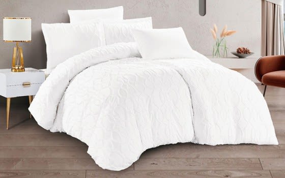 Nirvana Quilt Cover Bedding Set Without Filling 6 PCS- King White