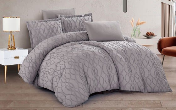 Nirvana Quilt Cover Bedding Set Without Filling 6 PCS- King Grey