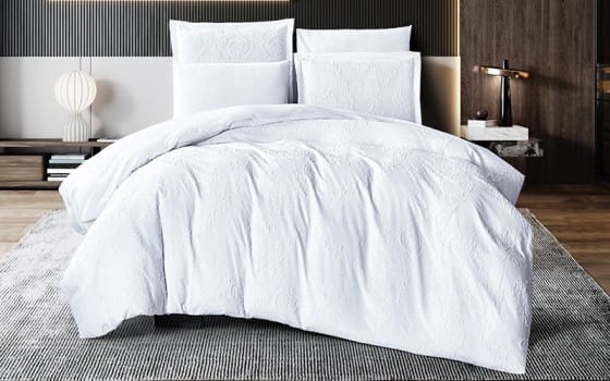 Prestige Quilt Cover Bedding Set Without Filling 6 PCS- King White 