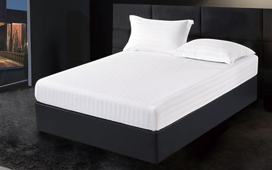 Sunrise Hotel Stripe Bedsheet Set 3 PCS - King White