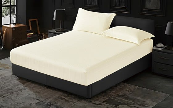 Nour Hotel Stripe Bedsheet Set 3 PCS - King Cream