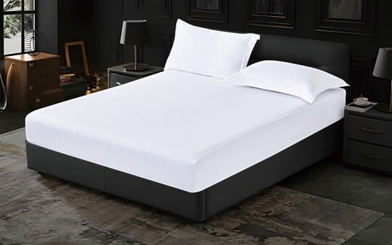 Nour Hotel Stripe Bedsheet Set 2 PCS - Single White