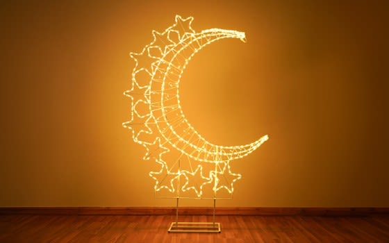 Luminous Crescent Moon Ramadan Lantern Decor - 1 PC