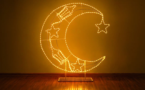 فانوس هلال رمضان المضيء للديكور  - 1 قطعة