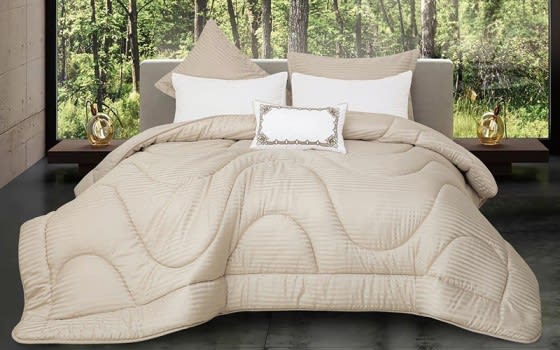 Radisson Stripe Comforter Bedding Set 6 PCS - Queen L.Beige