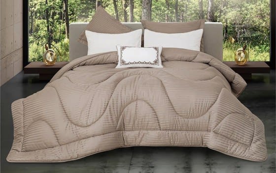 Radisson Stripe Comforter Bedding Set 4 Pcs - Single Beige