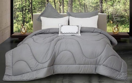 Radisson Stripe Comforter Bedding Set 4 Pcs - Single Grey