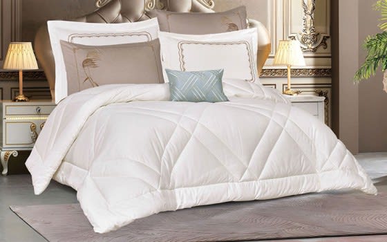 Casilda Cotton Comforter Bedding Set 7 PCS - King Off White