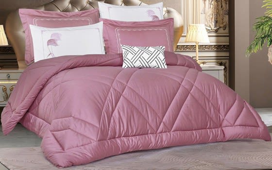 Casilda Cotton Comforter Bedding Set 7 PCS - King Fushia