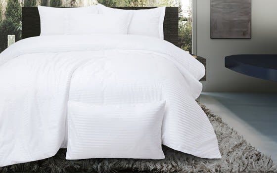 Radisson Stripe Quilt Cover Bedding Set Whitout Filling 6 PCS - King White