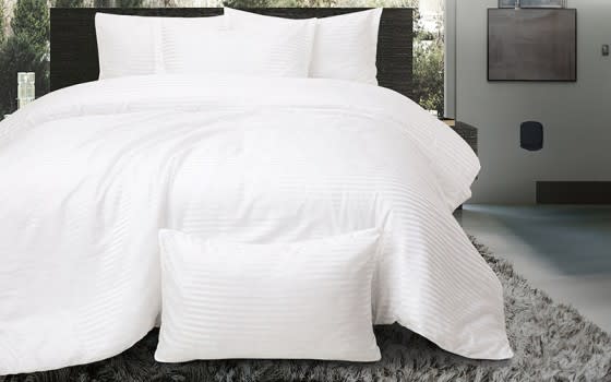 Radisson Stripe Quilt Cover Bedding Set Whitout Filling 6 PCS - King Off White