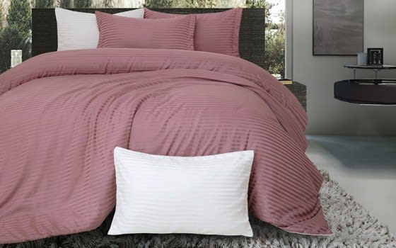 Radisson Stripe Quilt Cover Bedding Set Whitout Filling 6 PCS - Queen Pink