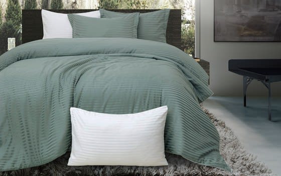 Radisson Stripe Quilt Cover Bedding Set Whitout Filling 6 PCS - Queen Mint