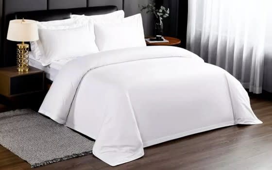 Xo Hotel Cotton Plain 250 Tc Duvet Cover Bedding Set Whithout Filling 6 PCS - King White