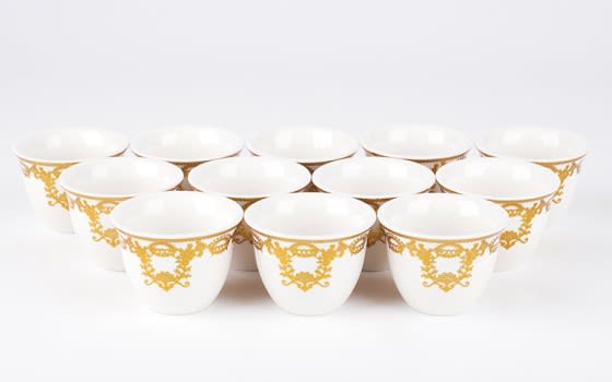طقم ضيافة قهوة عربية فاخر 12 قطعة - أبيض