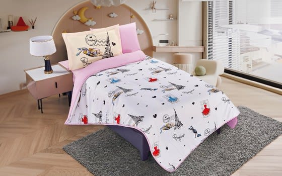 Butterfly Kids Comforter Bedding Set 4 PCS - White