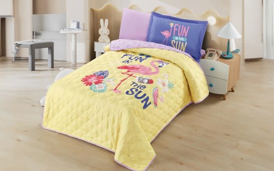 Butterfly Kids Bed Spread 4 PCS - Yellow