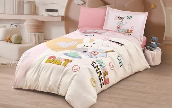 Butterfly Kids Quilt Cover Bedding Set 4 PCS - Cream & Pink