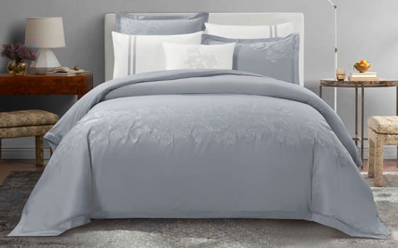 Lamer Cotton Embroidered Comforter Bedding Set 7 PCS -  King Grey