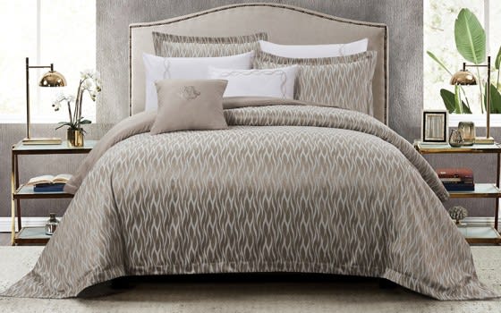 Lamer Cotton Embroidered Comforter Bedding Set 8 PCS -  King Brown