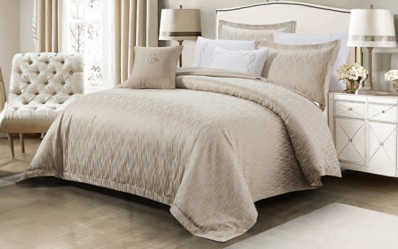 Lamer Cotton Embroidered Comforter Bedding Set 8 PCS -  King Beige