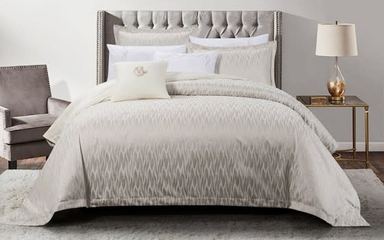 Lamer Cotton Embroidered Comforter Bedding Set 8 PCS -  King Cream