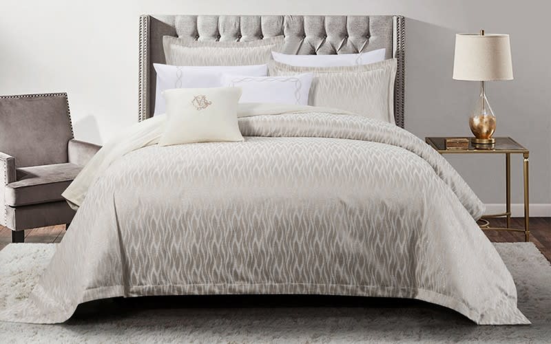 Lamer Cotton Embroidered Comforter Bedding Set 8 PCS -  King Cream