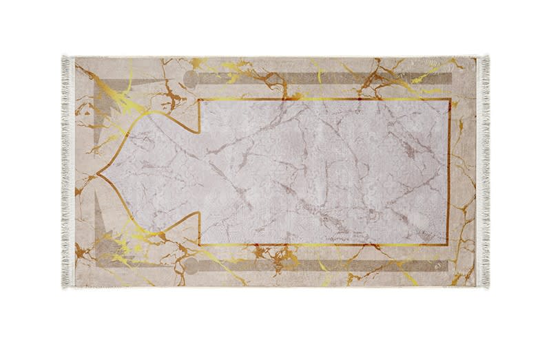 سجادة صلاة ميموري فوم من أرمادا - ( 65 × 115 )  سم - أوف وايت وذهبي 