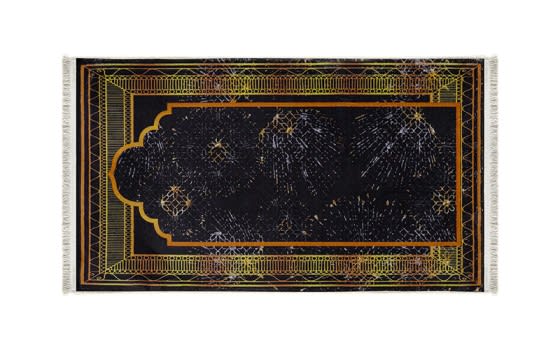 Armada Memory Foam Prayer Carpet - ( 65 X 115 ) cm - D.Grey & Gold