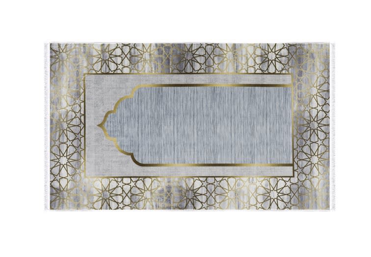سجادة صلاة ميموري فوم من أرمادا - ( 65 × 115 )  سم - رمادي و ذهبي