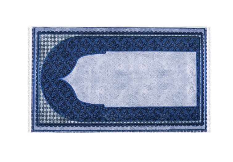 Armada Memory Foam Prayer Carpet - ( 65 X 115 ) cm - Blue & L.Grey