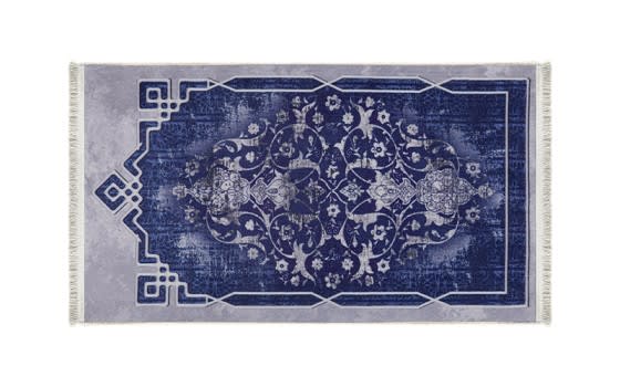 Armada Memory Foam Prayer Carpet - ( 65 X 115 ) cm - Navy & Grey