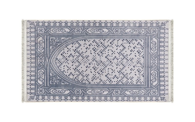 سجادة صلاة ميموري فوم من أرمادا - ( 65 × 115 )  سم - أوف وايت ورمادي