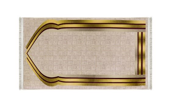 Armada Memory Foam Prayer Carpet - ( 65 X 115 ) cm - Beige & Gold