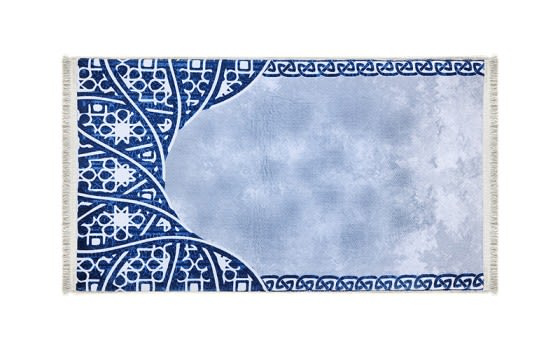 Armada Memory Foam Prayer Carpet - ( 65 X 115 ) cm - Sky Blue & Blue