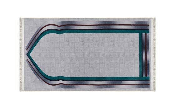 Armada Memory Foam Prayer Carpet - ( 65 X 115 ) cm - Grey & Turquosie