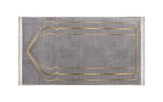 Armada Memory Foam Prayer Carpet - ( 65 X 115 ) cm - Grey & Gold