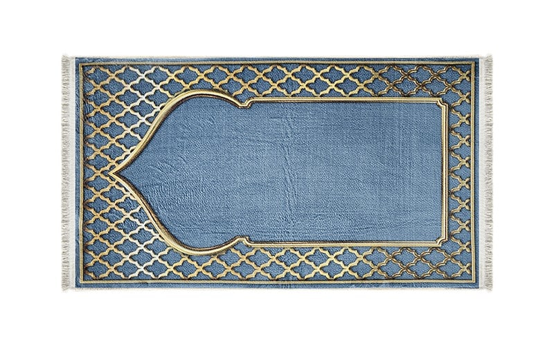 Armada Memory Foam Prayer Carpet - ( 65 X 115 ) cm - Blue& Gold