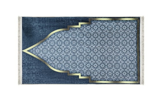 Armada Memory Foam Prayer Carpet - ( 65 X 115 ) cm - Blue & Gold